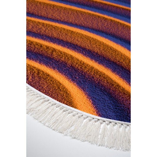 Dekoreko Kaymaz Dijital Mutfak & Salon Halı  Toprak Saçaklı Oval Geometrik E5022 Renkli