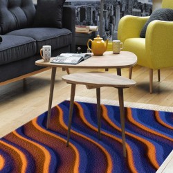 Dekoreko Kaymaz Dijital Mutfak & Salon Halı Luna Pamuk Saçaklı Geometrik E5022 Renkli