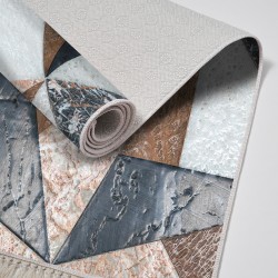 Dekoreko Kaymaz Dijital Mutfak & Salon Halı  Toprak Saçaklı Geometrik E5028 Renkli