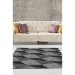 Dekoreko Kaymaz Dijital Mutfak & Salon Halı  Toprak Geometrik E5030 Gri