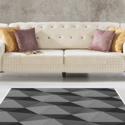 Dekoreko Kaymaz Dijital Mutfak & Salon Halı  Toprak Geometrik E5030 Gri