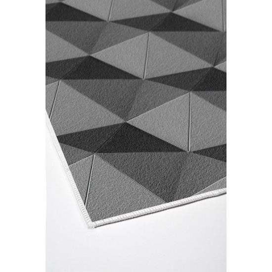 Dekoreko Kaymaz Dijital Mutfak & Salon Halı  Toprak Geometrik E5030 Gri