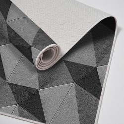 Dekoreko Kaymaz Dijital Mutfak & Salon Halı  Toprak Geometrik E5030 Gri