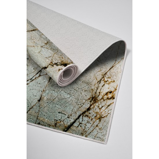 Dekoreko Kaymaz Dijital Mutfak & Salon Halı  Toprak Mermer E5031 Renkli