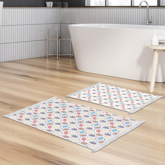 Dekoreko Kaymaz Taban Djt Klozet Takımı Luna Pamuk Saçaklı Çocuk AL5006 Beyaz