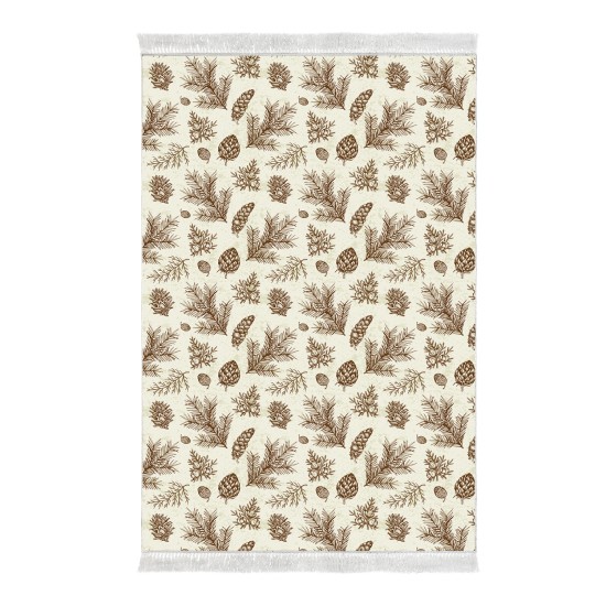 Dekoreko Kaymaz Taban Djt Klozet Takımı Luna Pamuk Saçaklı Vintage AL5007 Bej