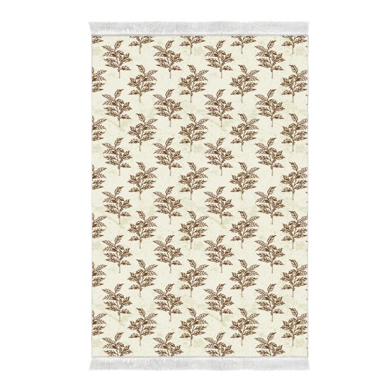 Dekoreko Kaymaz Taban Djt Klozet Takımı Luna Pamuk Saçaklı Vintage AL5011 Bej