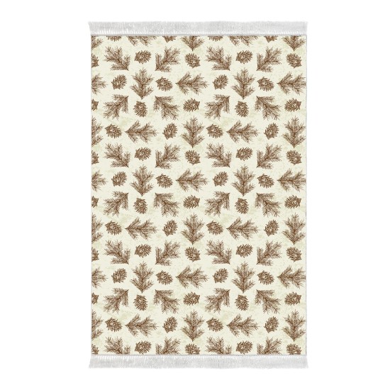 Dekoreko Kaymaz Taban Djt Klozet Takımı Luna Pamuk Saçaklı Vintage AL5013 Bej