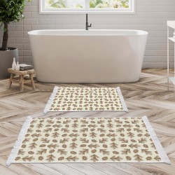 Dekoreko Kaymaz Taban Djt Klozet Takımı Luna Pamuk Saçaklı Vintage AL5013 Bej