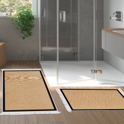 Dekoreko Kaymaz Taban Djt Klozet Takımı Saray Deri Saçaklı Dokuma Desen E5001 Açık Kahverengi