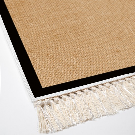 Dekoreko Kaymaz Taban Djt Klozet Takımı Saray Deri Saçaklı Dokuma Desen E5001 Açık Kahverengi