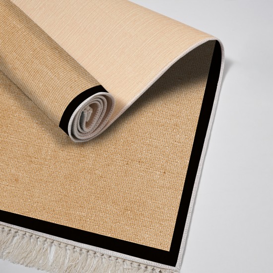 Dekoreko Kaymaz Taban Djt Klozet Takımı Saray Deri Saçaklı Dokuma Desen E5001 Açık Kahverengi