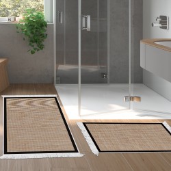 Dekoreko Kaymaz Taban Djt Klozet Takımı Saray Deri Saçaklı Dokuma Desen E5001 Kahve Bej