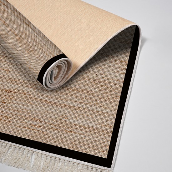 Dekoreko Kaymaz Taban Djt Klozet Takımı Saray Deri Saçaklı Dokuma Desen E5001 Kahve Bej