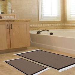 Dekoreko Kaymaz Taban Djt Klozet Takımı Saray Deri Saçaklı Dokuma Desen E5001 Koyu Kahve