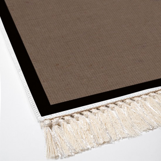 Dekoreko Kaymaz Taban Djt Klozet Takımı Saray Deri Saçaklı Dokuma Desen E5001 Koyu Kahve