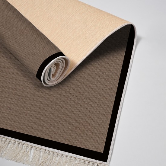 Dekoreko Kaymaz Taban Djt Klozet Takımı Saray Deri Saçaklı Dokuma Desen E5001 Koyu Kahve