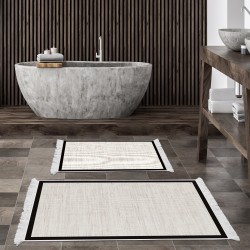 Dekoreko Kaymaz Taban Djt Klozet Takımı Saray Deri Saçaklı Dokuma Desen E5001 Açık Bej