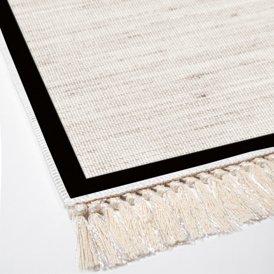 Dekoreko Kaymaz Taban Djt Klozet Takımı Saray Deri Saçaklı Dokuma Desen E5001 Açık Bej