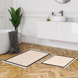 Dekoreko Kaymaz Taban Djt Klozet Takımı Saray Deri Saçaklı Dokuma Desen E5001 Açık Krem