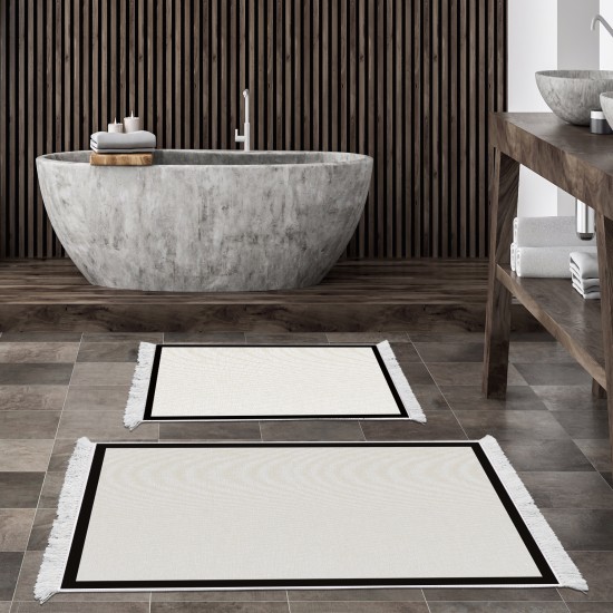 Dekoreko Kaymaz Taban Djt Klozet Takımı Saray Deri Saçaklı Dokuma Desen E5001 Kırık Beyaz