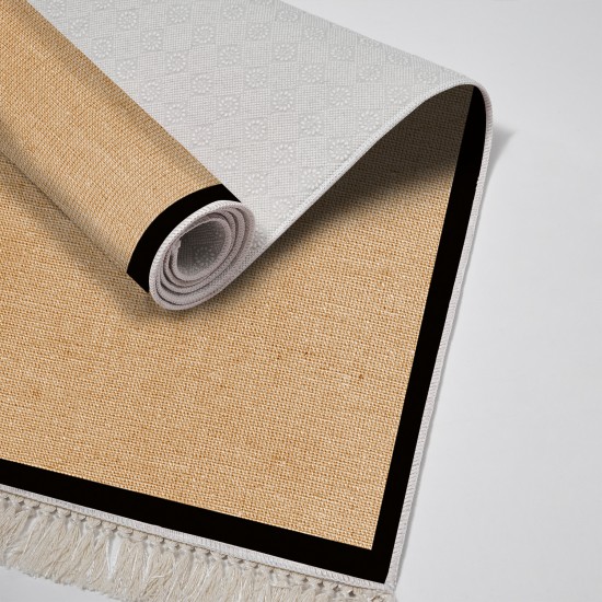 Dekoreko Kaymaz Taban Djt Klozet Takımı  Toprak Saçaklı Dokuma Desen E5001 Açık Kahverengi