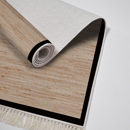 Dekoreko Kaymaz Taban Djt Klozet Takımı  Toprak Saçaklı Dokuma Desen E5001 Kahve Bej