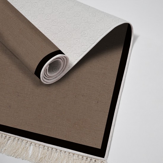 Dekoreko Kaymaz Taban Djt Klozet Takımı  Toprak Saçaklı Dokuma Desen E5001 Koyu Kahve