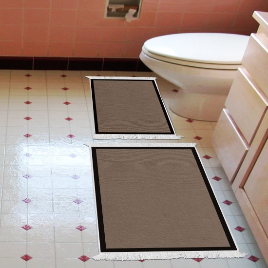 Dekoreko Kaymaz Taban Djt Klozet Takımı  Toprak Saçaklı Dokuma Desen E5001 Koyu Kahve