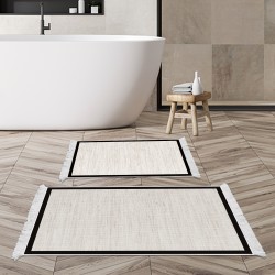 Dekoreko Kaymaz Taban Djt Klozet Takımı  Toprak Saçaklı Dokuma Desen E5001 Açık Bej