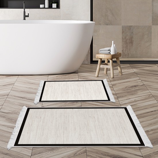 Dekoreko Kaymaz Taban Djt Klozet Takımı  Toprak Saçaklı Dokuma Desen E5001 Açık Bej