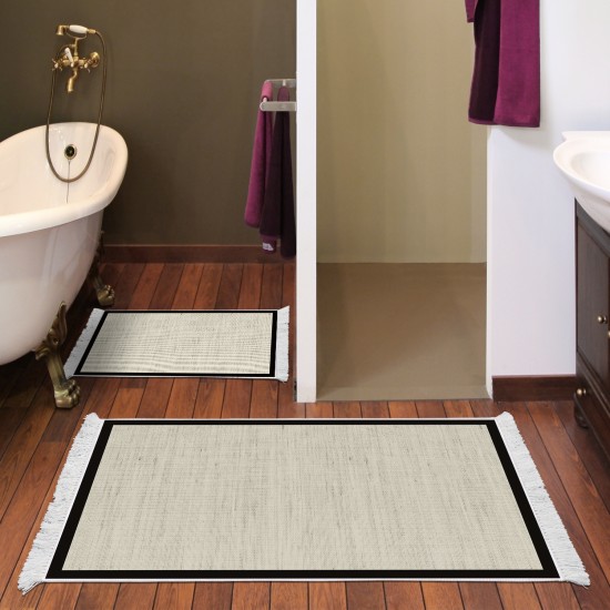 Dekoreko Kaymaz Taban Djt Klozet Takımı  Toprak Saçaklı Dokuma Desen E5001 Bej Gri