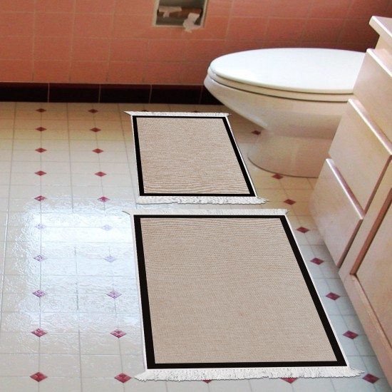 Dekoreko Kaymaz Taban Djt Klozet Takımı  Toprak Saçaklı Dokuma Desen E5001 Taupe