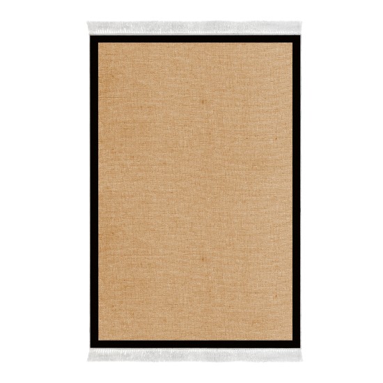 Dekoreko Kaymaz Taban Djt Klozet Takımı Luna Pamuk Saçaklı Dokuma Desen E5001 Açık Kahverengi