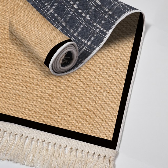 Dekoreko Kaymaz Taban Djt Klozet Takımı Luna Pamuk Saçaklı Dokuma Desen E5001 Açık Kahverengi