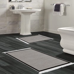 Dekoreko Kaymaz Taban Djt Klozet Takımı Luna Pamuk Saçaklı Dokuma Desen E5001 Kahve