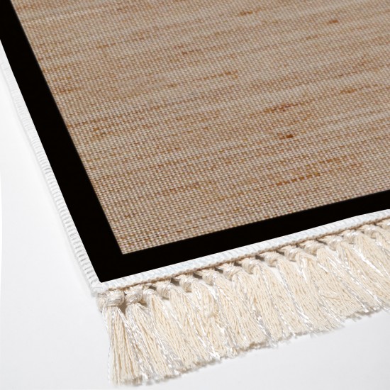 Dekoreko Kaymaz Taban Djt Klozet Takımı Luna Pamuk Saçaklı Dokuma Desen E5001 Kahve Bej