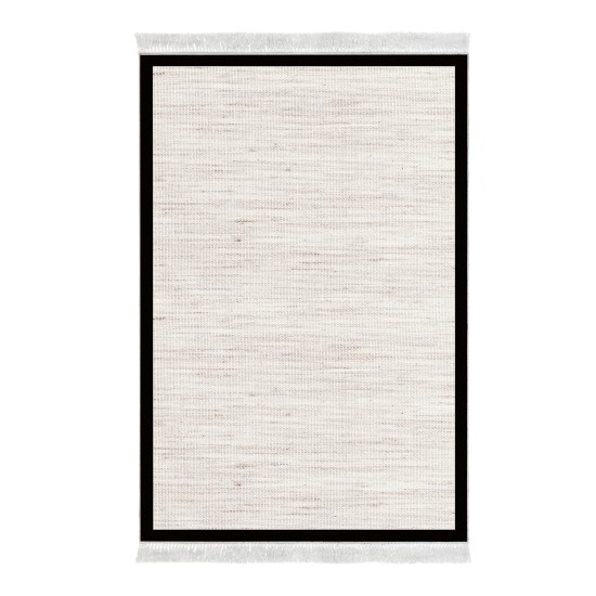 Dekoreko Kaymaz Taban Djt Klozet Takımı Luna Pamuk Saçaklı Dokuma Desen E5001 Açık Bej