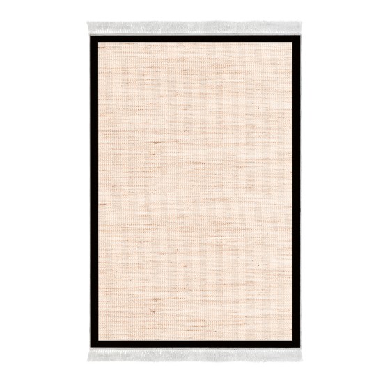 Dekoreko Kaymaz Taban Djt Klozet Takımı Luna Pamuk Saçaklı Dokuma Desen E5001 Açık Krem