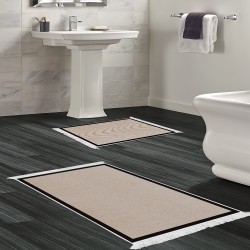 Dekoreko Kaymaz Taban Djt Klozet Takımı Luna Pamuk Saçaklı Dokuma Desen E5001 Taupe