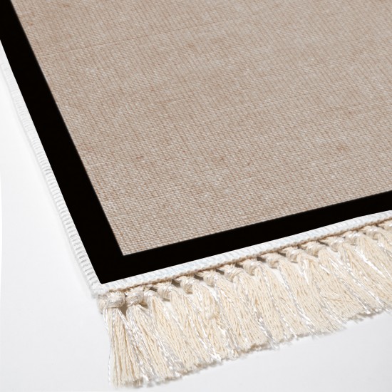 Dekoreko Kaymaz Taban Djt Klozet Takımı Luna Pamuk Saçaklı Dokuma Desen E5001 Taupe