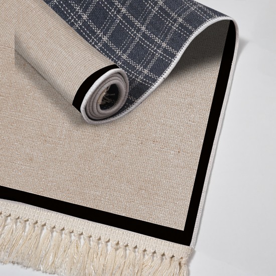 Dekoreko Kaymaz Taban Djt Klozet Takımı Luna Pamuk Saçaklı Dokuma Desen E5001 Taupe