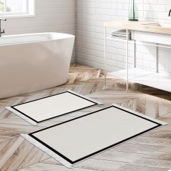 Dekoreko Kaymaz Taban Djt Klozet Takımı Luna Pamuk Saçaklı Dokuma Desen E5001 Kırık Beyaz