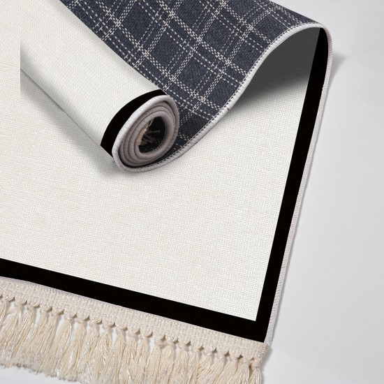 Dekoreko Kaymaz Taban Djt Klozet Takımı Luna Pamuk Saçaklı Dokuma Desen E5001 Kırık Beyaz