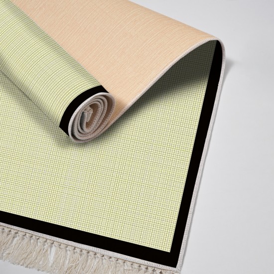 Dekoreko Kaymaz Taban Djt Klozet Takımı Saray Deri Saçaklı Dokuma Desen E5007 Açık Sarı Bej