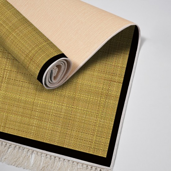 Dekoreko Kaymaz Taban Djt Klozet Takımı Saray Deri Saçaklı Dokuma Desen E5007 Altın Sarısı