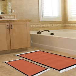 Dekoreko Kaymaz Taban Djt Klozet Takımı Saray Deri Saçaklı Dokuma Desen E5007 Kiremit