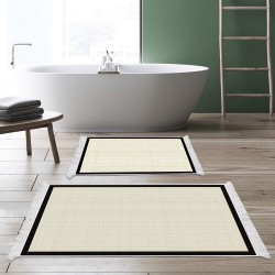 Dekoreko Kaymaz Taban Djt Klozet Takımı Saray Deri Saçaklı Dokuma Desen E5007 Açık Krem