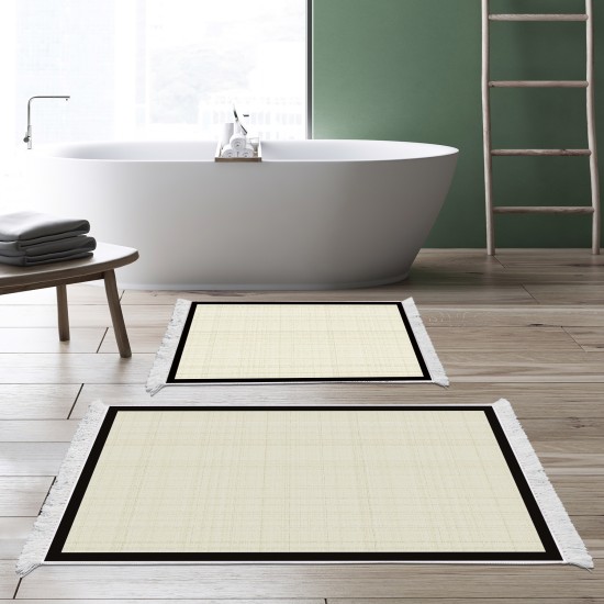 Dekoreko Kaymaz Taban Djt Klozet Takımı Saray Deri Saçaklı Dokuma Desen E5007 Açık Krem