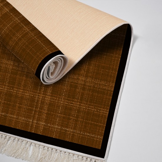 Dekoreko Kaymaz Taban Djt Klozet Takımı Saray Deri Saçaklı Dokuma Desen E5007 Koyu Kahve